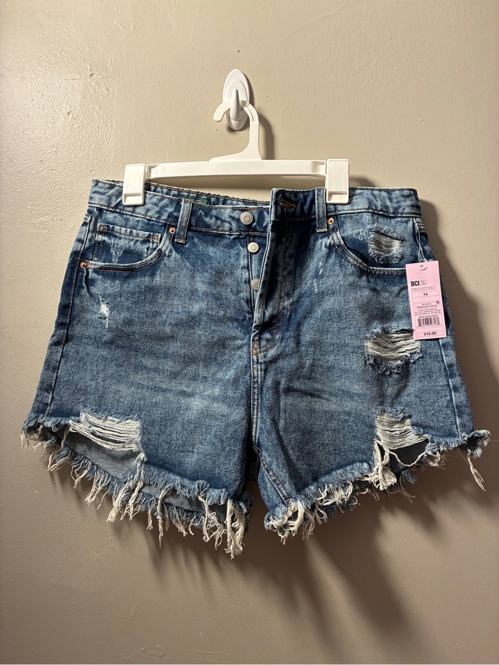 wild fable Distressed Frayed Hem Denim Shorts - Blue Wash